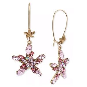 Crystal Cluster Starfish Linear Drop Earrings